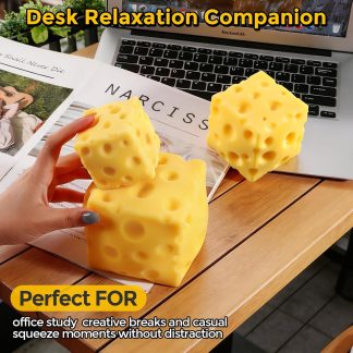 Cheese Squishy (6cm),Cheese Block Squeeze Toy,Squishies Stress Relief Fidget Toys,Stocking Stuffer Novelty Birthday Gifts for Kids Teens Boys Girls (2.4 inch) - Image 3